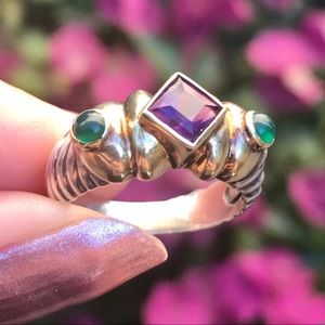 David Yurman Two-Tone Renaissance Ring w/ Amethyst